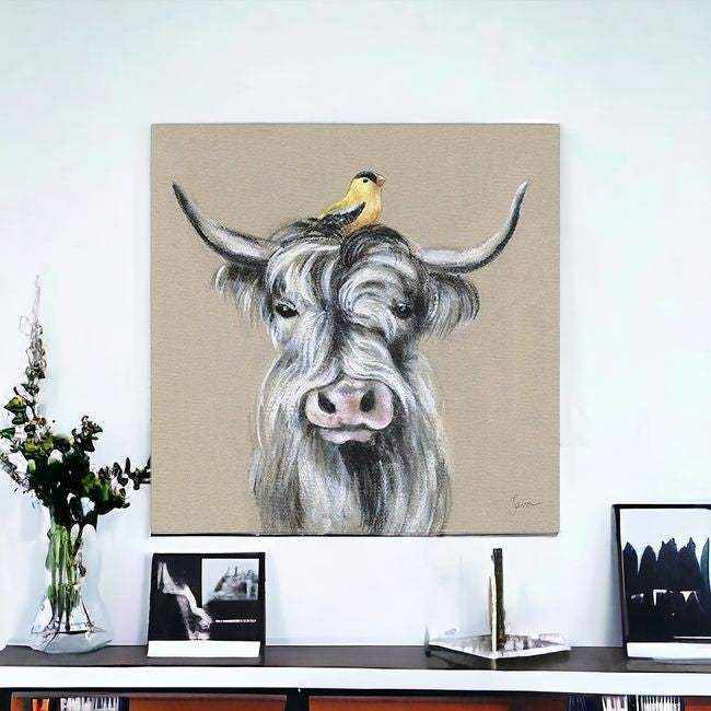 Cute Highland Cow Unframed Print Wall Art - Homeroots - Flyclothing LLC