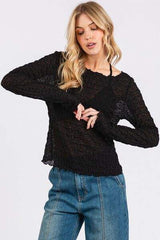 Mittoshop Lettuce Hem Boat Neck Long Sleeve Blouse - Trendsi - Flyclothing LLC