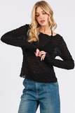 Mittoshop Lettuce Hem Boat Neck Long Sleeve Blouse - Trendsi
