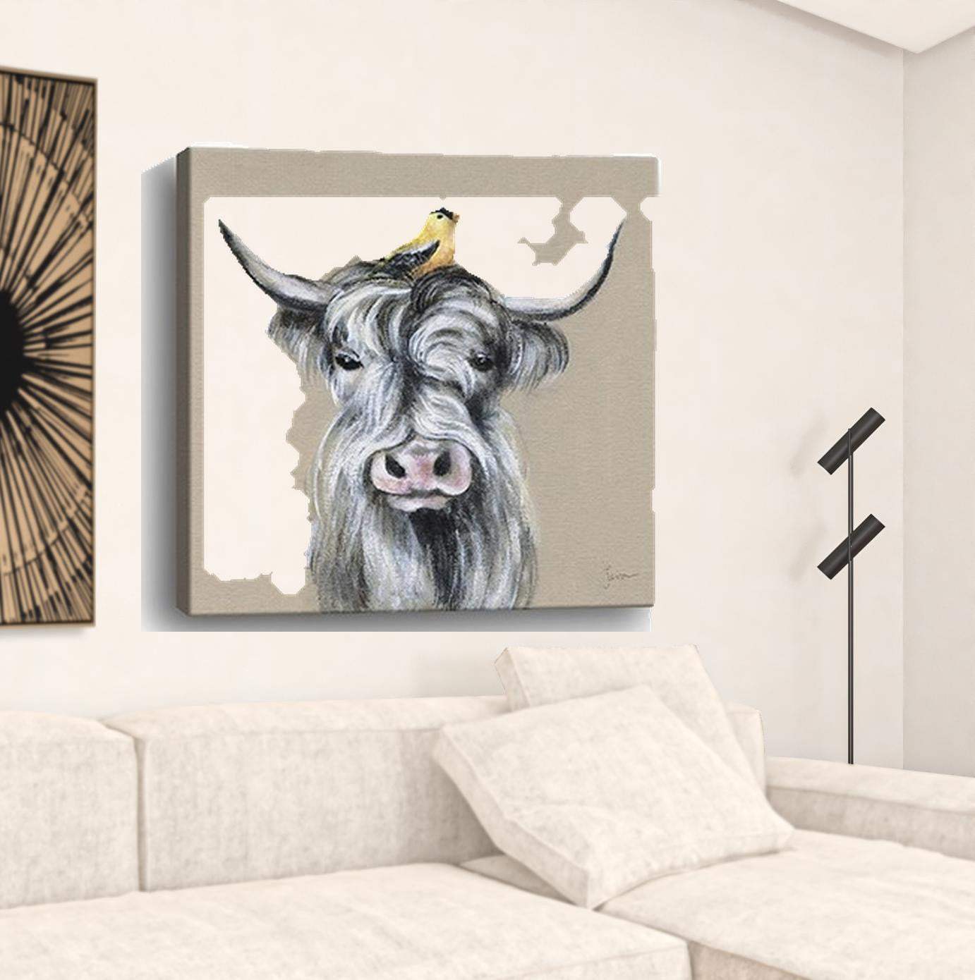 Cute Highland Cow Unframed Print Wall Art - Homeroots - Flyclothing LLC