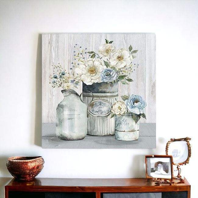 Rustic Grey Flowers Unframed Print Wall Art - Homeroots - Flyclothing LLC