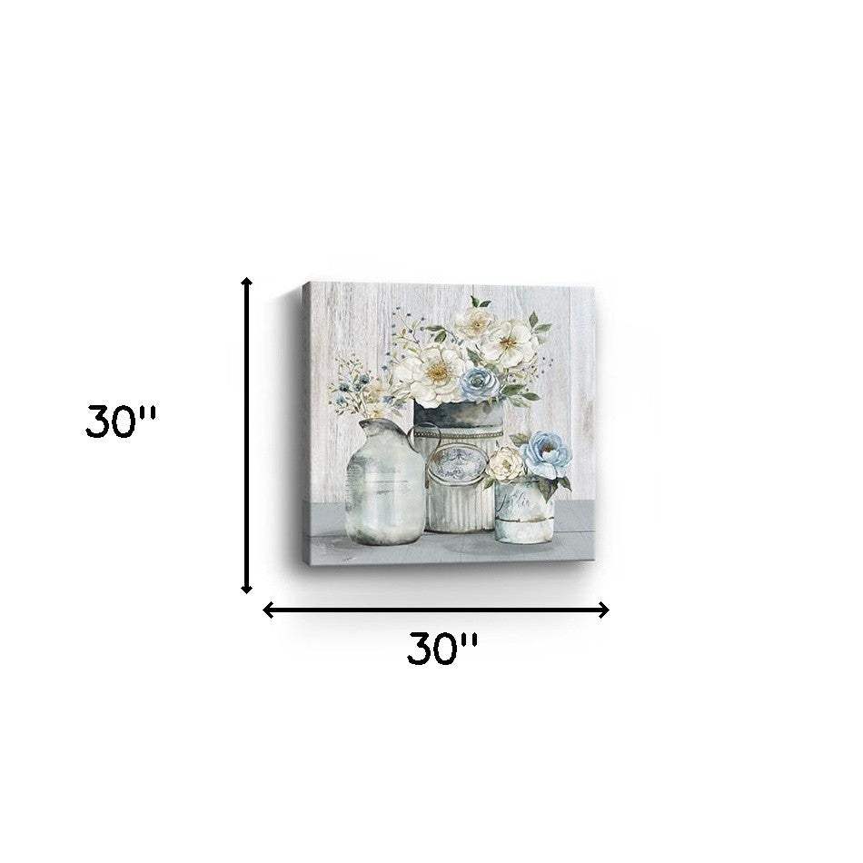 Rustic Grey Flowers Unframed Print Wall Art - Homeroots - Flyclothing LLC