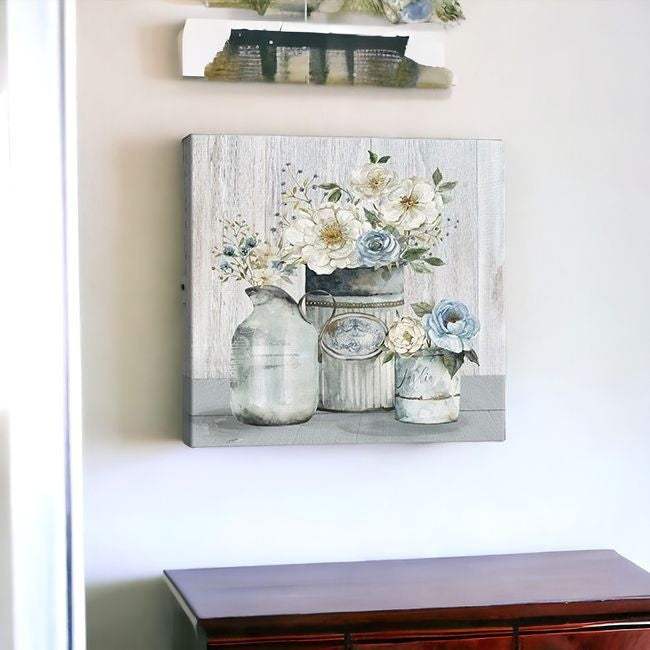 Rustic Grey Flowers Unframed Print Wall Art - Homeroots - Flyclothing LLC