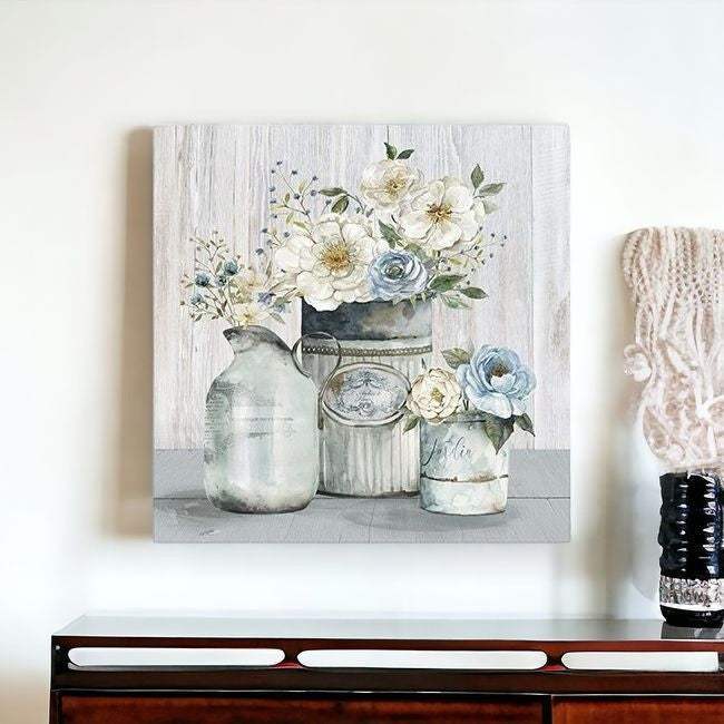 Rustic Grey Flowers Unframed Print Wall Art - Homeroots - Flyclothing LLC