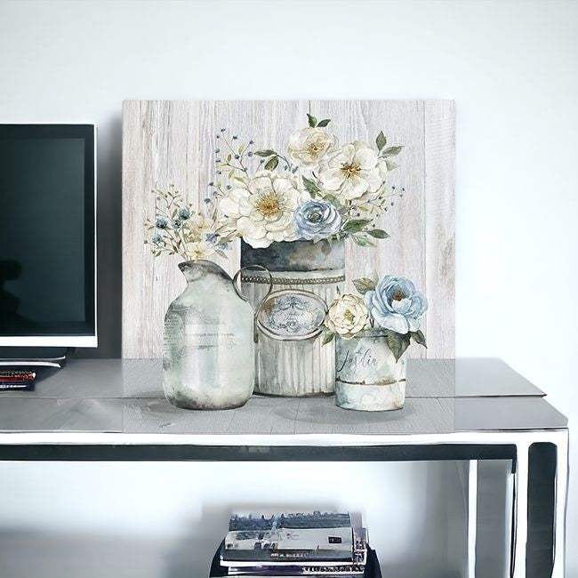 Rustic Grey Flowers Unframed Print Wall Art - Homeroots - Flyclothing LLC