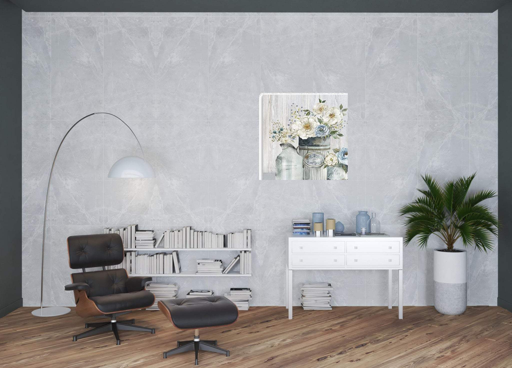 Rustic Grey Flowers Unframed Print Wall Art - Homeroots - Flyclothing LLC