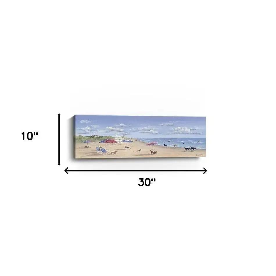 10" X 30" Dogs Rule the Beach Canvas Unframed Wall Art - Homeroots
