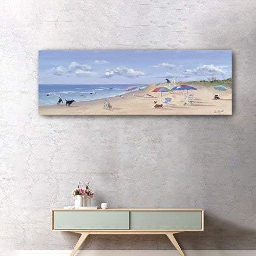 Small Dogs Playing at the Beach Canvas Wall Art - Homeroots - Flyclothing LLC
