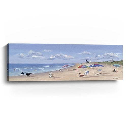 Large Dogs Playing at the Beach Canvas Wall Art - Homeroots - Flyclothing LLC