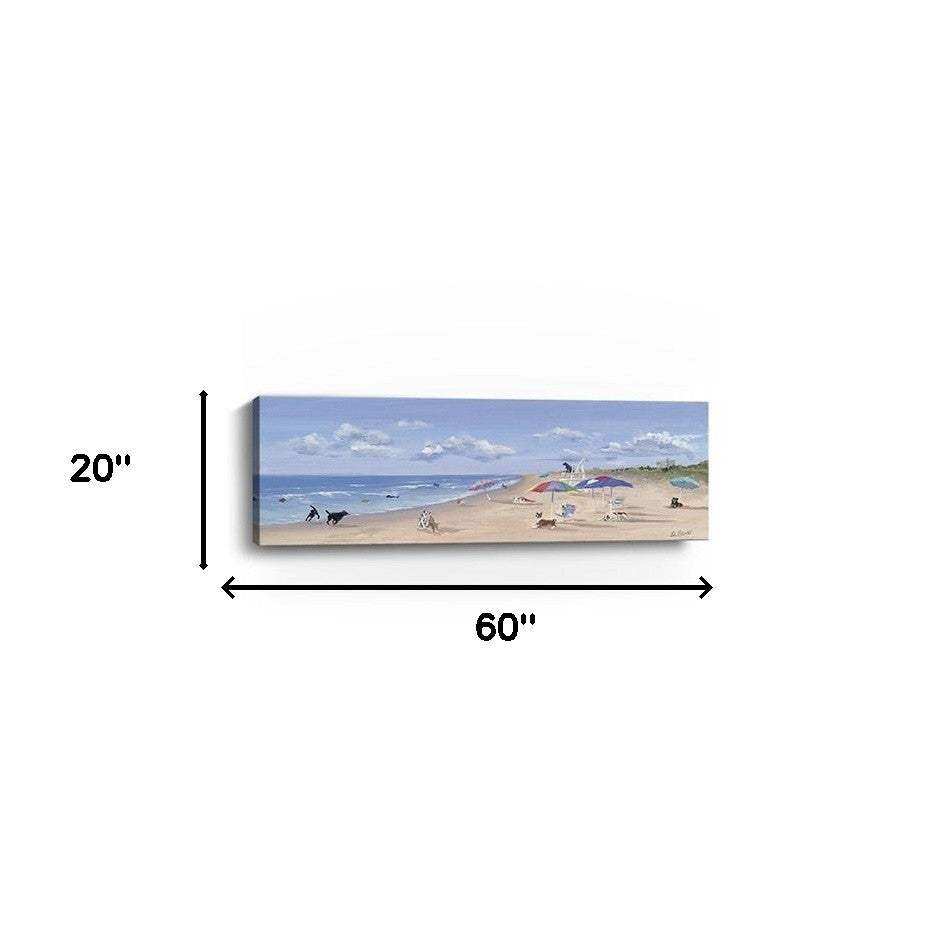 Large Dogs Playing at the Beach Canvas Wall Art - Homeroots - Flyclothing LLC