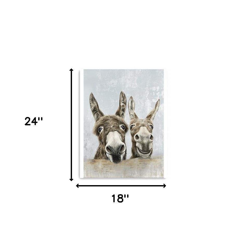 Cute Donkeys Canvas Unframed Print Wall Art - Homeroots - Flyclothing LLC
