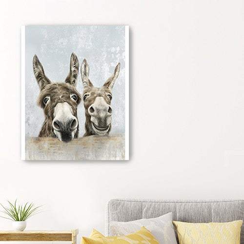 Cute Donkeys Canvas Unframed Print Wall Art - Homeroots - Flyclothing LLC