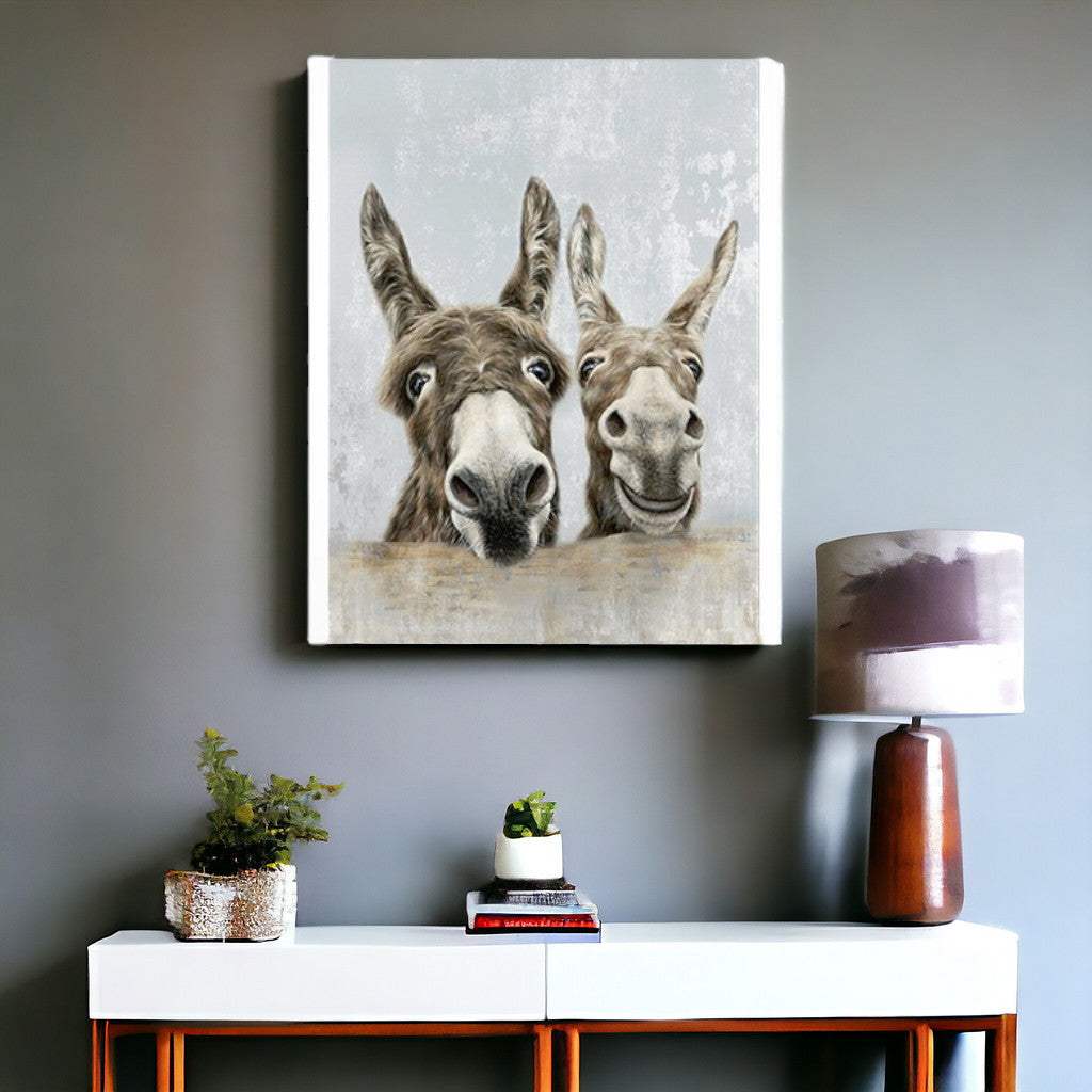 Cute Donkeys Canvas Unframed Print Wall Art - Homeroots - Flyclothing LLC