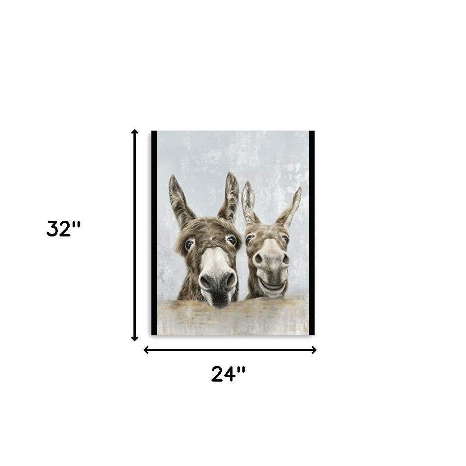 Cute Donkeys Canvas Unframed Print Wall Art - Homeroots - Flyclothing LLC