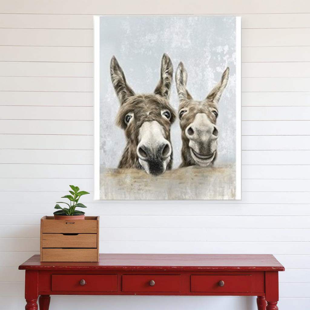 Cute Donkeys Canvas Unframed Print Wall Art - Homeroots - Flyclothing LLC