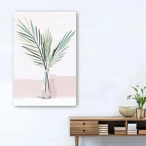 Pretty Green Foliage Pink Unframed Print Wall Art - Homeroots - Flyclothing LLC