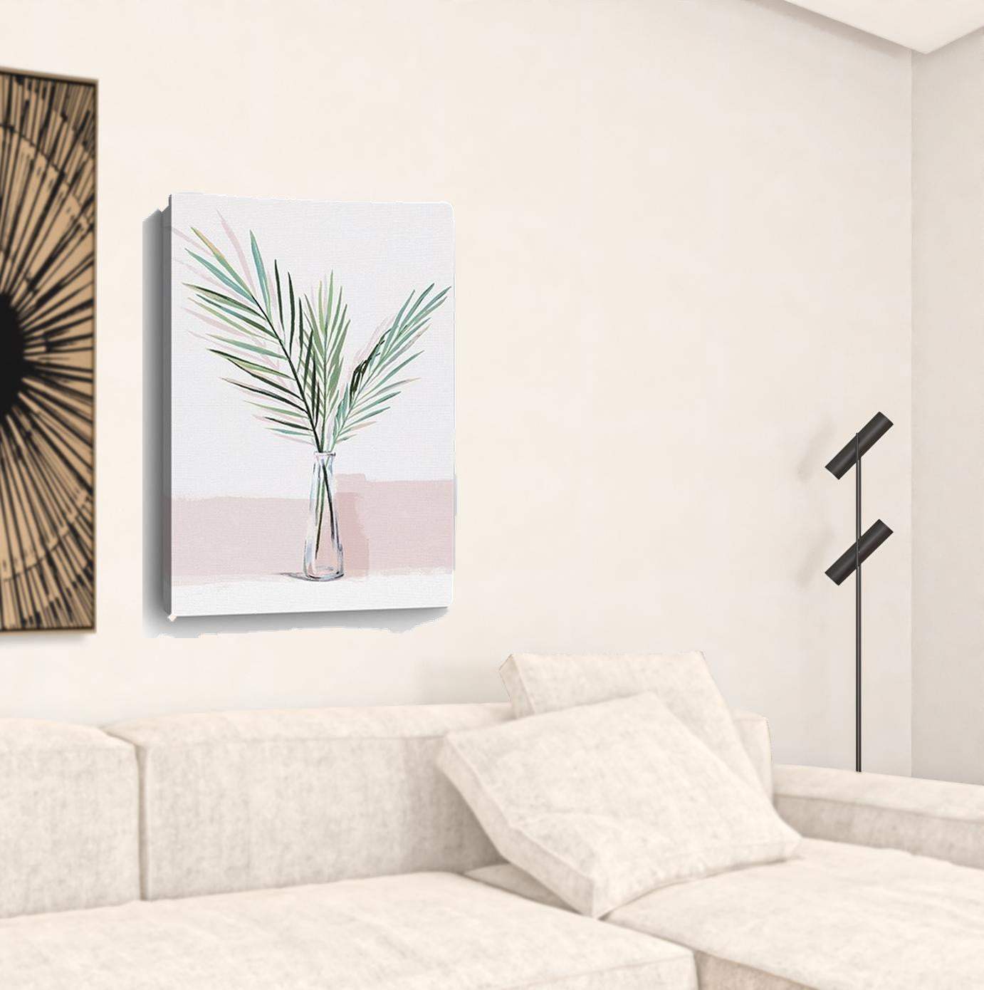 Pretty Green Foliage Pink Unframed Print Wall Art - Homeroots - Flyclothing LLC