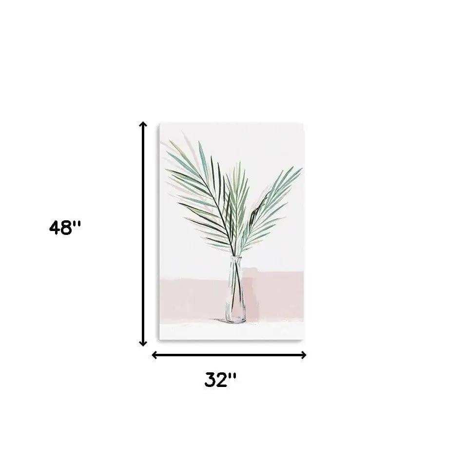 Pretty Green Foliage Pink Unframed Print Wall Art - Homeroots - Flyclothing LLC