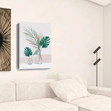 Pretty Green Foliage Leaves Pink Unframed Print Wall Art - Homeroots - Flyclothing LLC