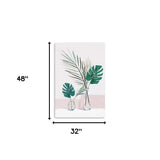 Pretty Green Foliage Leaves Pink Unframed Print Wall Art - Homeroots - Flyclothing LLC