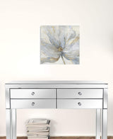 Soft Blue And Grey Flower With Gold Details Unframed Print Wall Art - Homeroots - Flyclothing LLC
