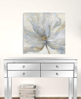 Soft Blue And Grey Flower With Gold Details Unframed Print Wall Art - Homeroots - Flyclothing LLC