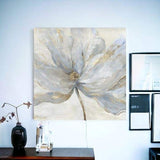 Soft Blue And Grey Flower With Gold Details Unframed Print Wall Art - Homeroots - Flyclothing LLC