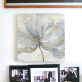 Soft Blue And Grey Flower With Gold Details Unframed Print Wall Art - Homeroots - Flyclothing LLC