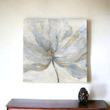 Soft Blue And Grey Flower With Gold Details Unframed Print Wall Art - Homeroots - Flyclothing LLC
