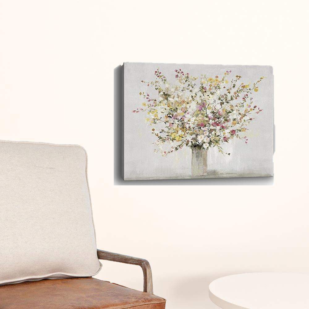 Small Colorful Wildflowers in a Vase Canvas Wall Art - Homeroots - Flyclothing LLC
