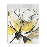 20" Modern Yellow and Black Flower Canvas Wall Art - Homeroots