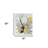 20" Modern Yellow and Black Flower in Bloom Canvas Wall Art - Homeroots - Flyclothing LLC