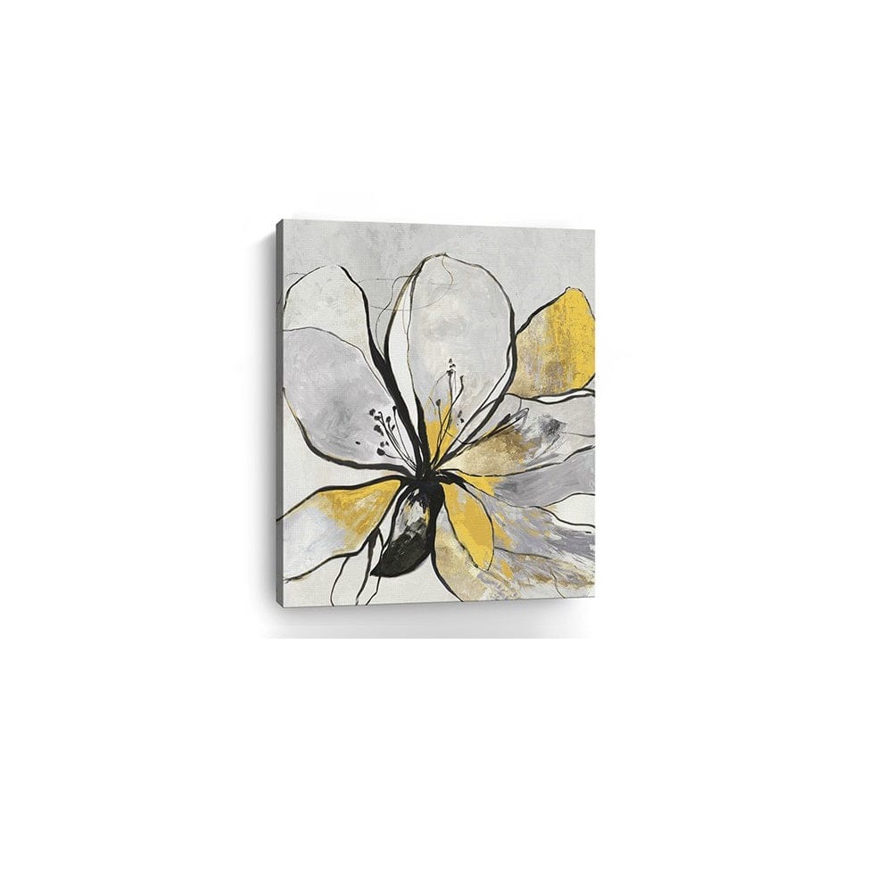 20" Modern Yellow and Black Flower in Bloom Canvas Wall Art - Homeroots - Flyclothing LLC