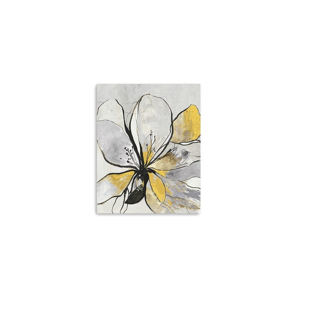 20" Modern Yellow and Black Flower in Bloom Canvas Wall Art - Homeroots - Flyclothing LLC