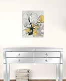 20" Modern Yellow and Black Flower in Bloom Canvas Wall Art - Homeroots