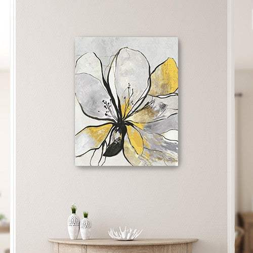 Modern Yellow And Black Flower In Bloom Unframed Print Wall Art - Homeroots - Flyclothing LLC