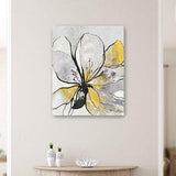 Modern Yellow And Black Flower In Bloom Unframed Print Wall Art - Homeroots - Flyclothing LLC
