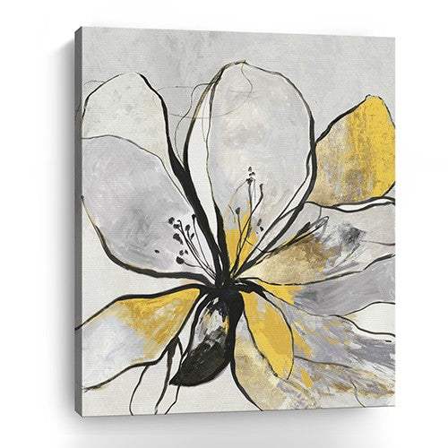 Modern Yellow And Black Flower In Bloom Unframed Print Wall Art - Homeroots - Flyclothing LLC