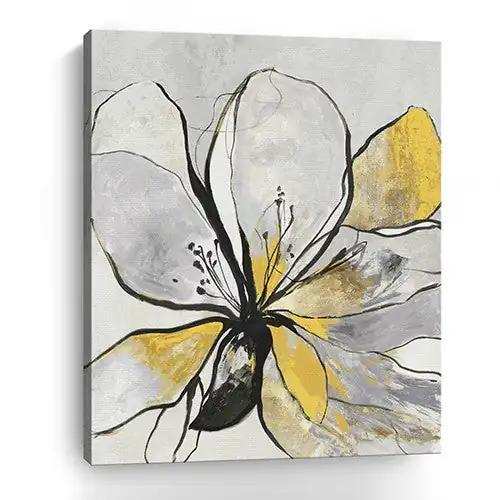 Modern Yellow And Black Flower In Bloom Unframed Print Wall Art - Homeroots - Flyclothing LLC