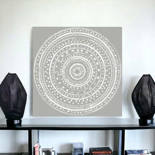 Boho White Mandala Unframed Print Wall Art - Homeroots - Flyclothing LLC