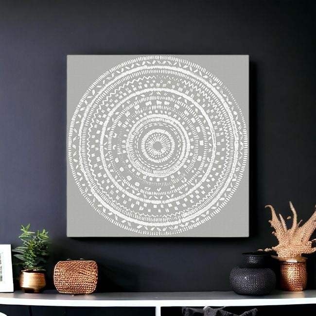 Boho White Mandala Unframed Print Wall Art - Homeroots - Flyclothing LLC