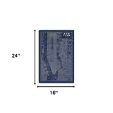 24" x 16" Indigo and White Aerial New York Map Canvas Wall Art - Homeroots - Flyclothing LLC