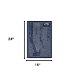 24" x 16" Indigo and White Aerial New York Map Canvas Wall Art - Homeroots