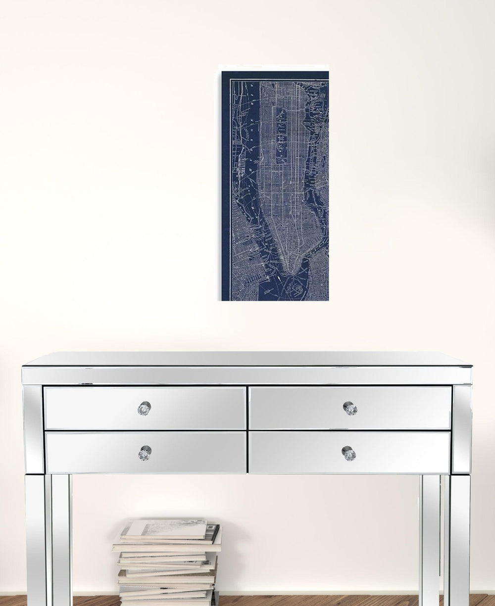 24" x 16" Indigo and White Aerial New York Map Canvas Wall Art - Homeroots - Flyclothing LLC