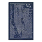 36" x 24" Indigo and White Aerial New York Map Canvas Wall Art - Homeroots - Flyclothing LLC