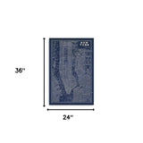 36" x 24" Indigo and White Aerial New York Map Canvas Wall Art - Homeroots