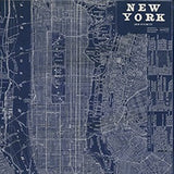 48" x 32" Indigo and White Aerial New York Map Canvas Wall Art - Homeroots