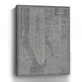 24" x 16" Gray and White Aerial New York Map Canvas Wall Art - Homeroots