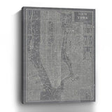 36" x 24" Gray and White Aerial New York Map Canvas Wall Art - Homeroots