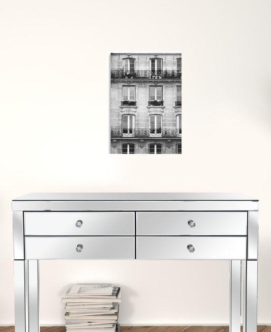 20" x 16" Balcony View Black and White Photo Real Canvas Wall Art - Homeroots